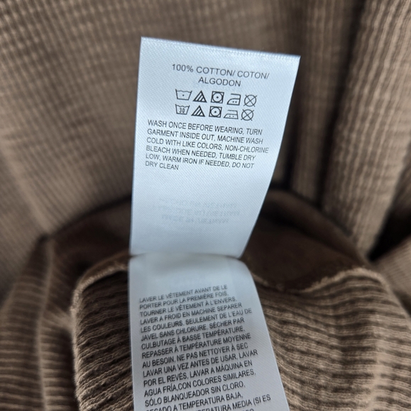 Lucky Brand Thermal Crew Brown Knit Rough Trim Long Sleeve Pullover Shirt XL - Picture 10 of 11